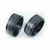 Украшения handmade. Livemaster - original item Black rings made of Damascus steel and zirconium. Handmade.
