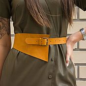 Аксессуары handmade. Livemaster - original item Women`s leather wide waist belt. Handmade.