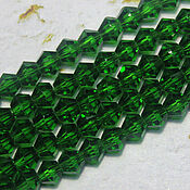 Материалы для творчества handmade. Livemaster - original item Biconuses 4 mm 45 pcs on a string Green dark. Handmade.