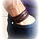 Men's bracelet made of genuine leather in three stripes, Cuff bracelet, Moscow,  Фото №1