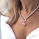 Heart necklace rose quartz delicate decoration with a lock in front, Necklace, Yaroslavl,  Фото №1