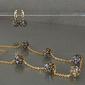 Украшения handmade. Livemaster - original item Necklace and earrings with green and gold beads. Handmade.