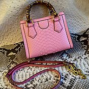 Сумки и аксессуары handmade. Livemaster - original item Mini handbag, made of genuine python leather, in pink!. Handmade.