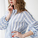 Blue striped boho cotton blouse, loose cotton blouse. Blouses. mozaika-rus. My Livemaster. Фото №4