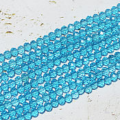 Материалы для творчества handmade. Livemaster - original item Beads 60 pcs Faceted 4/3 mm Blue Transparent. Handmade.