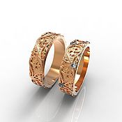 Свадебный салон handmade. Livemaster - original item Wedding rings with patterns gold 585 (Ob57). Handmade.