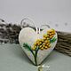 Декор для дома подвесное валяное сердце Мимоза. Войлочная игрушка. DonidiNadya (DDN). Ярмарка Мастеров.  Фото №7