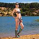 Order Bandeau split bikini swimsuit with fold Silver. Katorina Rukodelnica HandMadeButik. Livemaster. . Swimwear Фото №3