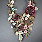 Украшения handmade. Livemaster - original item Floral Hop Necklace with handmade flowers made of genuine leather. Handmade.