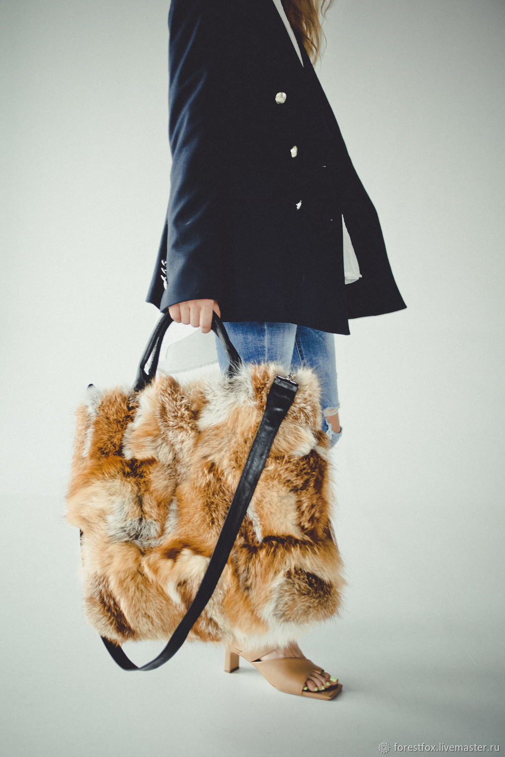 Fox Fur Tote Bag, Classic Bag, Moscow,  Фото №1
