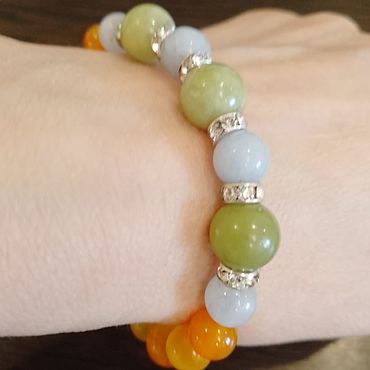 Украшения ручной работы. Ярмарка Мастеров - ручная работа Браслет из натуральных камней c ониксом ,сердоликом и агатом. Handmade.