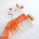 Браслет широкий бело-оранжевый из бисера "Акварель Апельсин", Браслет плетеный, Ижевск,  Фото №1