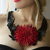 Украшения handmade. Livemaster - original item Necklace and brooch from leather Flamenco. Brooch leather Flamenco.. Handmade.