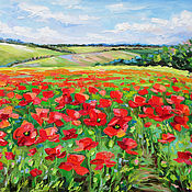 Картины и панно handmade. Livemaster - original item Oil painting Field of Scarlet Poppies. Handmade.