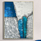 Картины и панно handmade. Livemaster - original item Blue Abstraction Grey Painting with Turquoise accent.. Handmade.