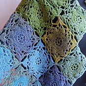 Аксессуары handmade. Livemaster - original item Shawl openwork knitted wool Floral patterns. Handmade.