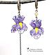 Заказать Серьги лэмпворк "Ирисы" Мурано, серебро, Цитрин, ассиметрия. Farfalla Design by Olga Kadaner. Ярмарка Мастеров. . Серьги классические Фото №3