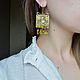 Boho Viola earrings, square brass earrings with beads. Earrings. Strangell Jewelry. My Livemaster. Фото №6