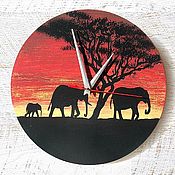 Для дома и интерьера handmade. Livemaster - original item Elephant Africa India Savannah, Animal Wall Clock. Handmade.
