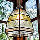 Шестигранный подвесной светильник из витражного стекла, Потолочные и подвесные светильники, Москва,  Фото №1
