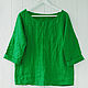 Green blouse oversize made of 100% linen. Blouses. etnoart. Online shopping on My Livemaster.  Фото №2