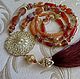 Necklace with pendant 'Carnelian' (carnelian, Murano glass, aventurine, brush). Necklace. Pani Kratova (panikratova). My Livemaster. Фото №4