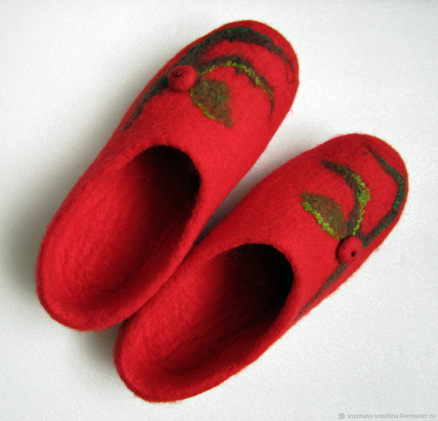 Red felted Slippers red color, Slippers, Abakan,  Фото №1