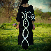 Одежда handmade. Livemaster - original item Ethnic Linen Tunic «Black Peony». Handmade.