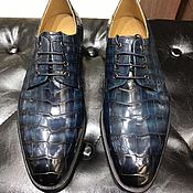 Обувь ручной работы handmade. Livemaster - original item Men`s crocodile leather shoes in dark blue.. Handmade.
