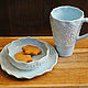 Tea pair Vintage turquoise. Single Tea Sets. author's ceramics. My Livemaster. Фото №5