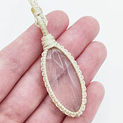 Украшения handmade. Livemaster - original item Pendant pendant Rose Quartz Beige natural stone on a cord. Handmade.