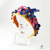 Украшения handmade. Livemaster - original item Velvet headband with flowers and a Hummingbird brooch. Handmade.