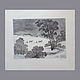 Etching Shervinsky And. With. ' Winter landscape', Vintage interior, Moscow,  Фото №1