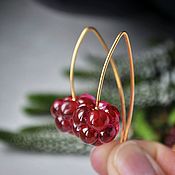Украшения handmade. Livemaster - original item Crimson gold-plated dangle earrings. Handmade.