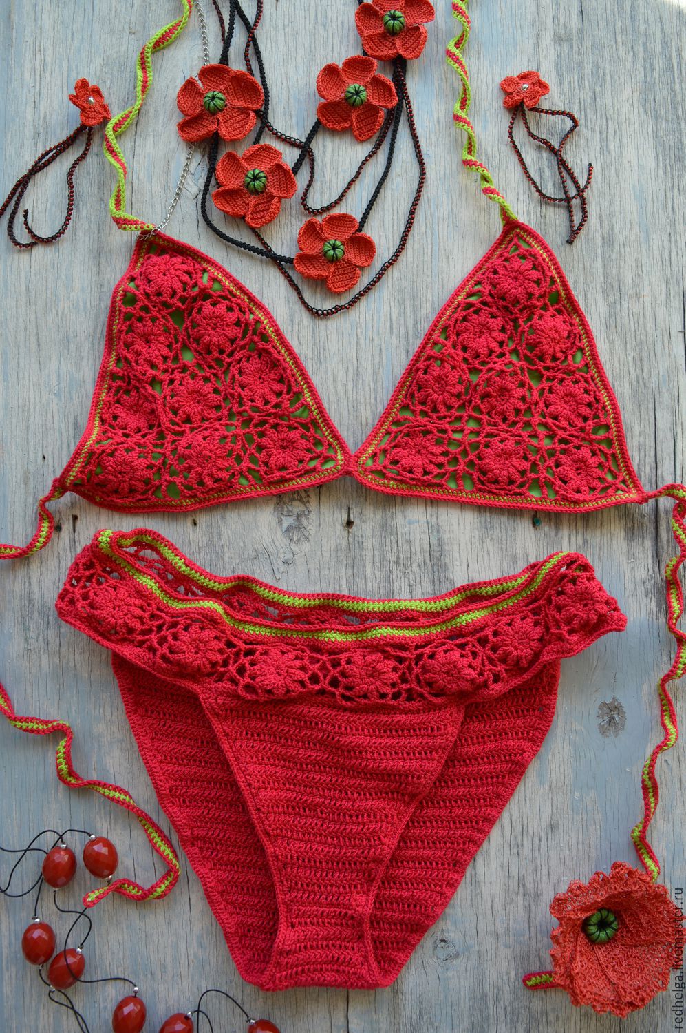 Раздельный вязаный купальник с ажурным лифом в интернет-магазине на ...