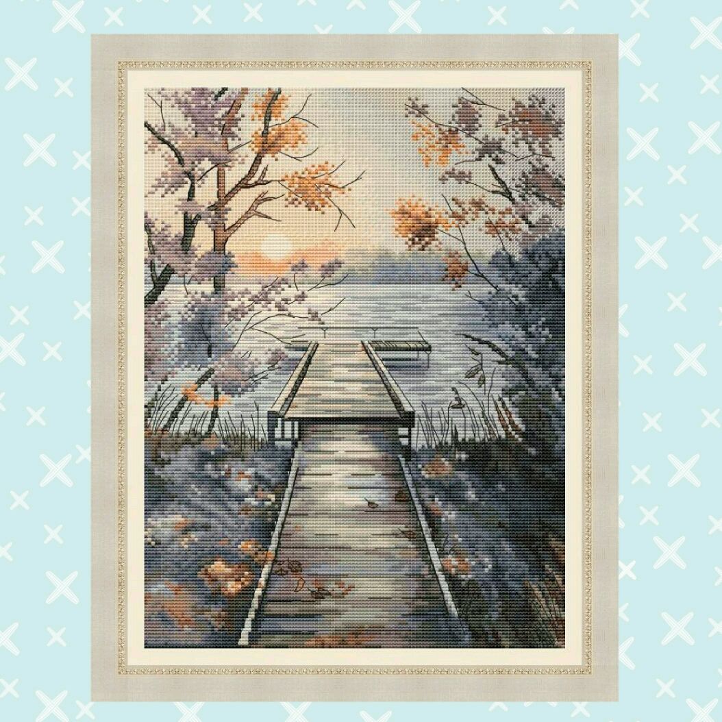 Рассвет схема. Вышивка дорога. Наборы для вышивания крестом осенние пейзажи. Осенняя дорога вышивка схема. Набор для вышивания Овен уходящая осень.