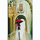 Картина Девушка с красным зонтом дождь в багете, Картины, Екатеринбург,  Фото №1
