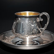 Russian-style tableware: silver bucket with enamel