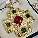 Kenneth Jay Lane крест с камнями Swarovski на цепи. Колье. Винтажные украшения Vintageluxox. Ярмарка Мастеров.  Фото №4