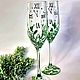 A pair of New Year's glasses with stained glass painting 'Five minutes', Wine Glasses, Kaliningrad,  Фото №1