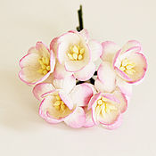 Материалы для творчества handmade. Livemaster - original item Paper flowers for scrapbooking cherry blossoms white and pink, 1pc.. Handmade.