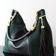 Granville Emerald Black, Hobo Leather Bag with Braided Handle. Classic Bag. Olga'SLuxuryCreation. Online shopping on My Livemaster.  Фото №2