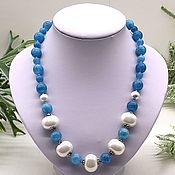 Работы для детей, handmade. Livemaster - original item Necklace natural aquamarine and pearls Majorca. Handmade.