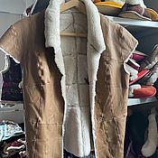 Одежда handmade. Livemaster - original item Women`s leather vest made of sheepskin 44-46 beige. Handmade.