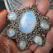 Украшения handmade. Livemaster - original item Pendant with white marble stone, moonstone 