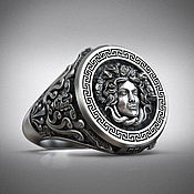 Украшения handmade. Livemaster - original item Ring-signet: Medusa Gorgona Snake. Handmade.