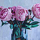 Painting 'Still life with pink peonies' oil on canvas 40h40 cm. Pictures. vestnikova. My Livemaster. Фото №6