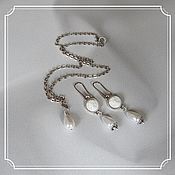 Украшения handmade. Livemaster - original item Jewelry set with mother of pearl and cameos Girl (chain earrings 10). Handmade.