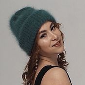 Аксессуары handmade. Livemaster - original item Caps: Angora hat with double lapel knitted for women. Handmade.