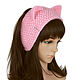 Headband with Cat ears knitted hair Pink, Bandage, Orenburg,  Фото №1
